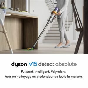 aspirateur balai dyson v15 detect absolute gris et violet