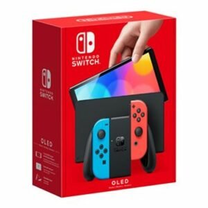 nintendo switch (modèle oled) avec manettes joy con bleu néon / rouge néon